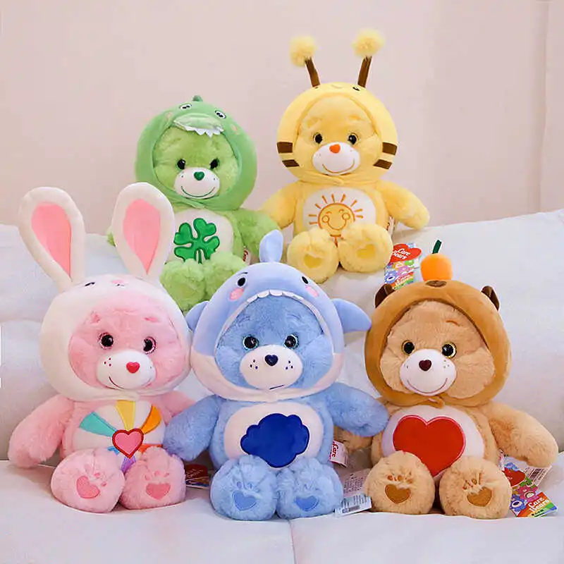 Miniso Care Bears Cartoon plyšové hračky Bear sa menia na králičie žralok capybara mäkké plnené hračky domáce dekorácie medveď plyšové bábiky