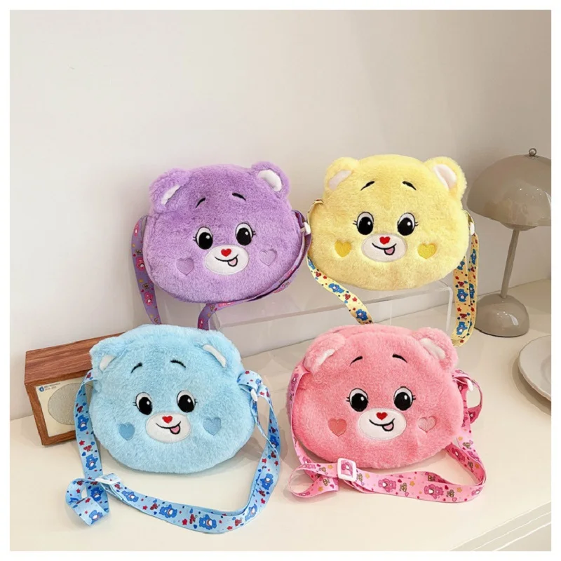 Miniso Cartoon Rainbow Love Bear plyšový hračka Crossbody Mobile Bag CareBears Girl Gift Batoh Barlaght Darček