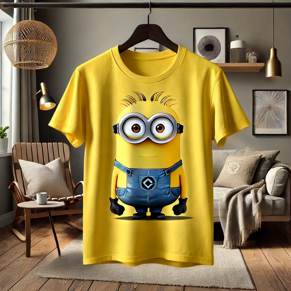 Miniso chatgpt navrhnutý Minions Cotton Tričko módne tričko tričko Tričko Men ženy s krátkym rukávom nadmerne nadmerné deti/topy dospelých