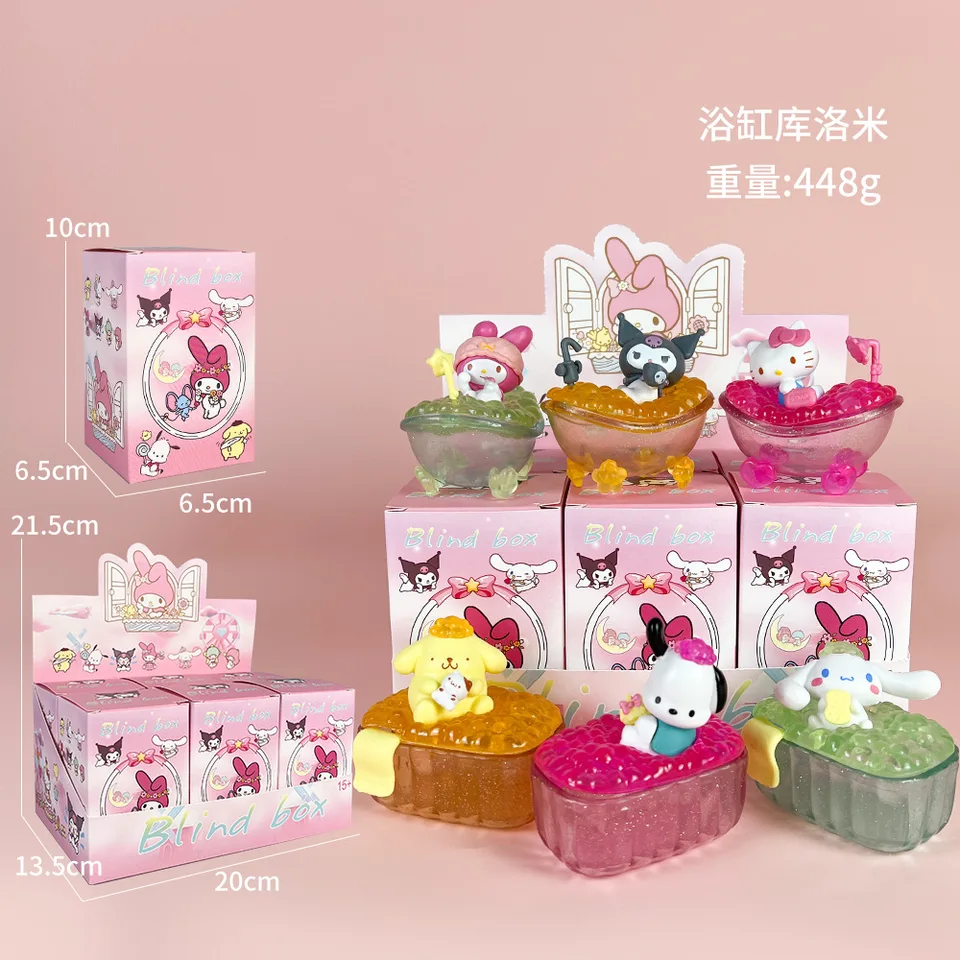 Miniso Co značková karikatúra anime figurín bubble vaňa Kuromi Kitty Melody Model Model Desktop Dekorácie dekorácie slepá krabica