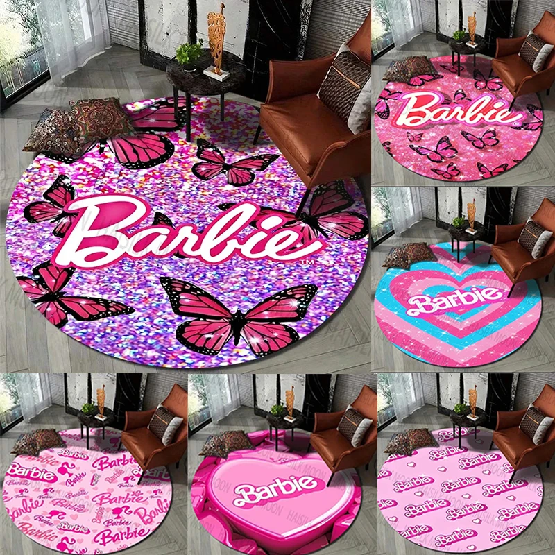 Miniso Disney Pink Barbie Patter Round Mat Cartoon Circle koberec koberec Domáca dekorácia koberec kuchynské koberce pre obývaciu izbu dekor
