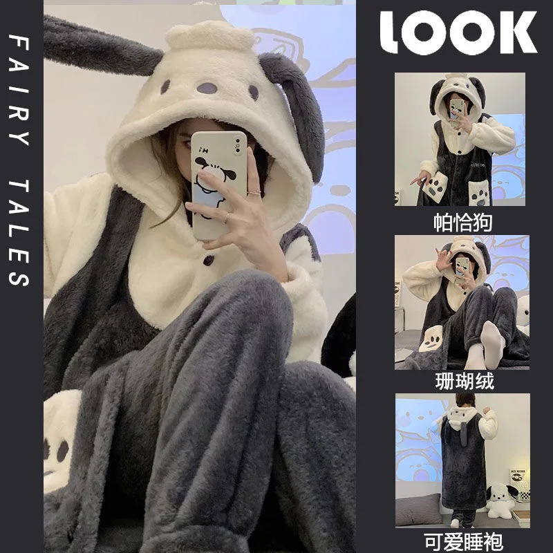 Miniso Gray Pochacco Rousk Cosplay kostýmy Halloween Dog One Anime dospelí nočná košeľa Vianoce karneval vtipné pyžamy kigurumi