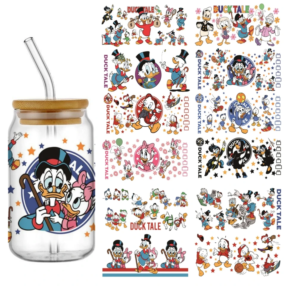 Miniso Happy Duck Family 16oz UV DTF Cup Cup Transfer Sticker pre sklo libbey can fľaša selfadhese umývateľné domácich majstrov