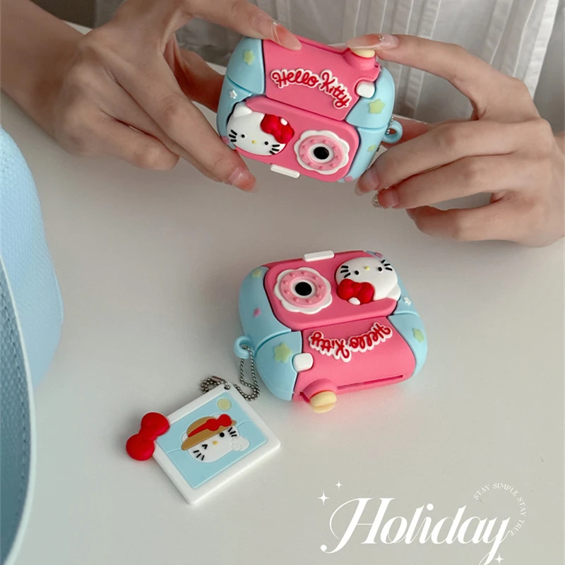 Miniso Hello Kitty Camera Style Cover pre slúchadlá Apple AirPods 1 2 3 generácie AirPods Pro Wireless Bluetooth Puzdro pre slúchadlá