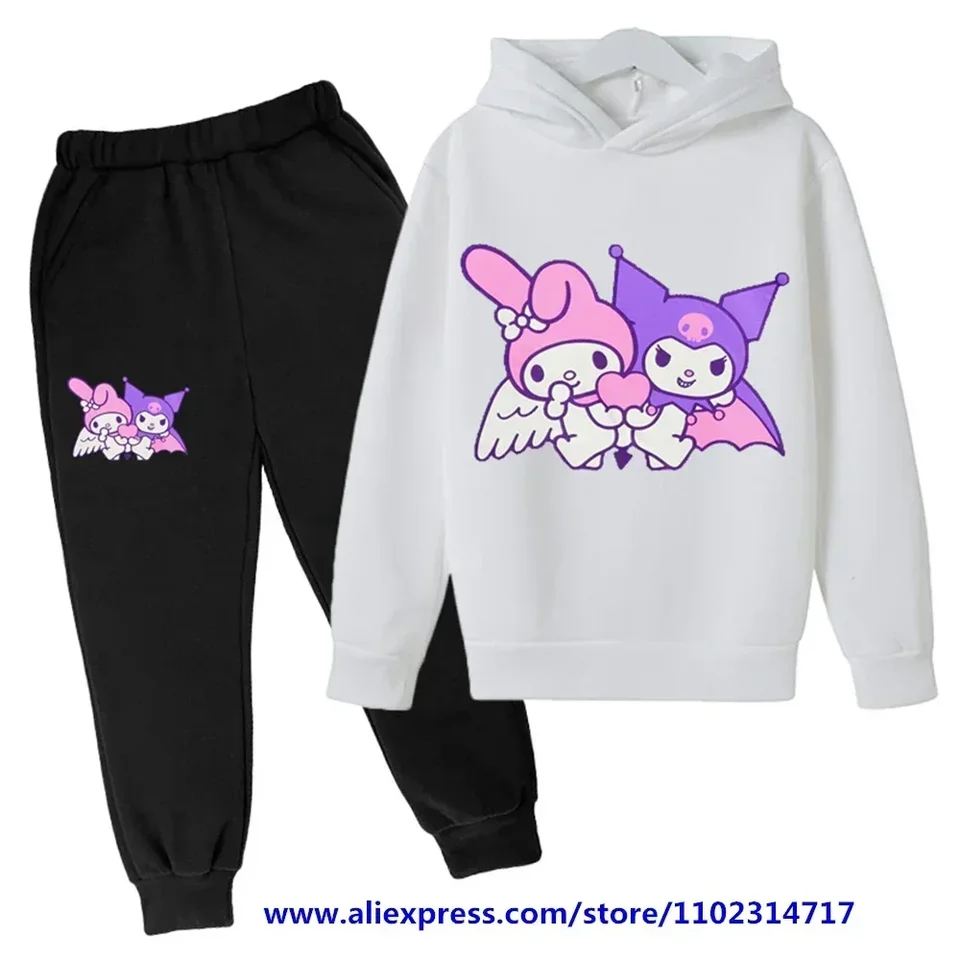 Miniso Hello Kitty Casual Funny Tracksuit Boys Kuromi Hoodies Kids Hoodies Long Pants 2pcs Sets detské sveter oblečenie