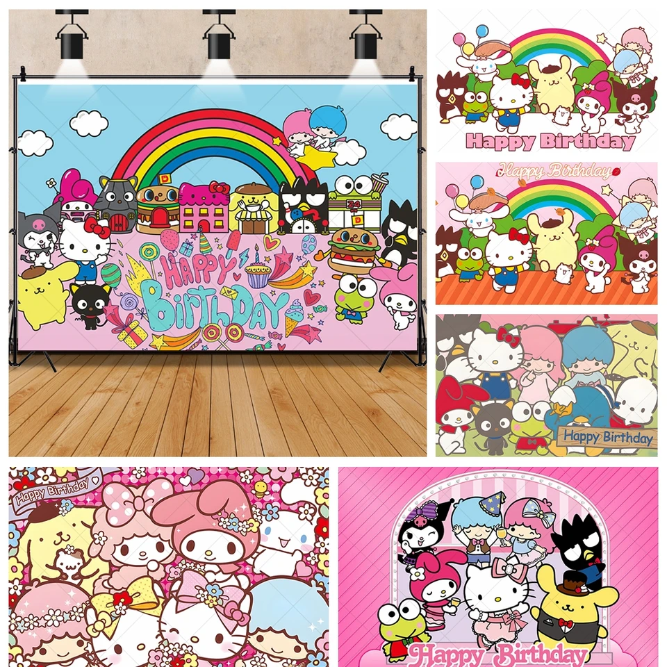 Miniso Hello Kitty Sanrio Cute Kid Detské darčeky narodeninové oslava Banner Kady Custom Kid Room Photography Platografia Decor