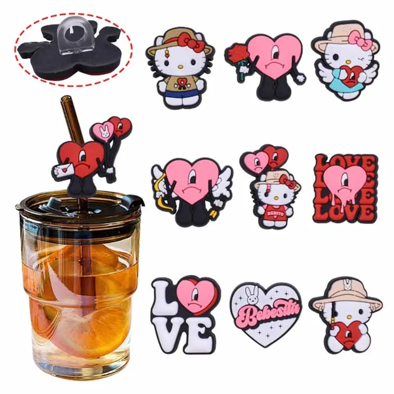 Miniso Hello Kitty Silikone Slaw Topper Cat Slaw Topper pre bubnovú slamu Topper Cap Cover pre darček pre večierok Stanley Cup Party Darček