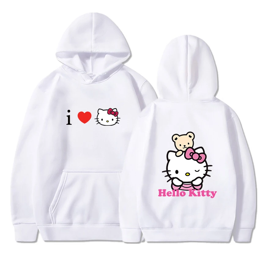Miniso Hello Kitty tenké mikiny mikiny muži Men Ženy Jeseň Casual Boys Dievčatá Harajuku Streetwear Hoodies Tops