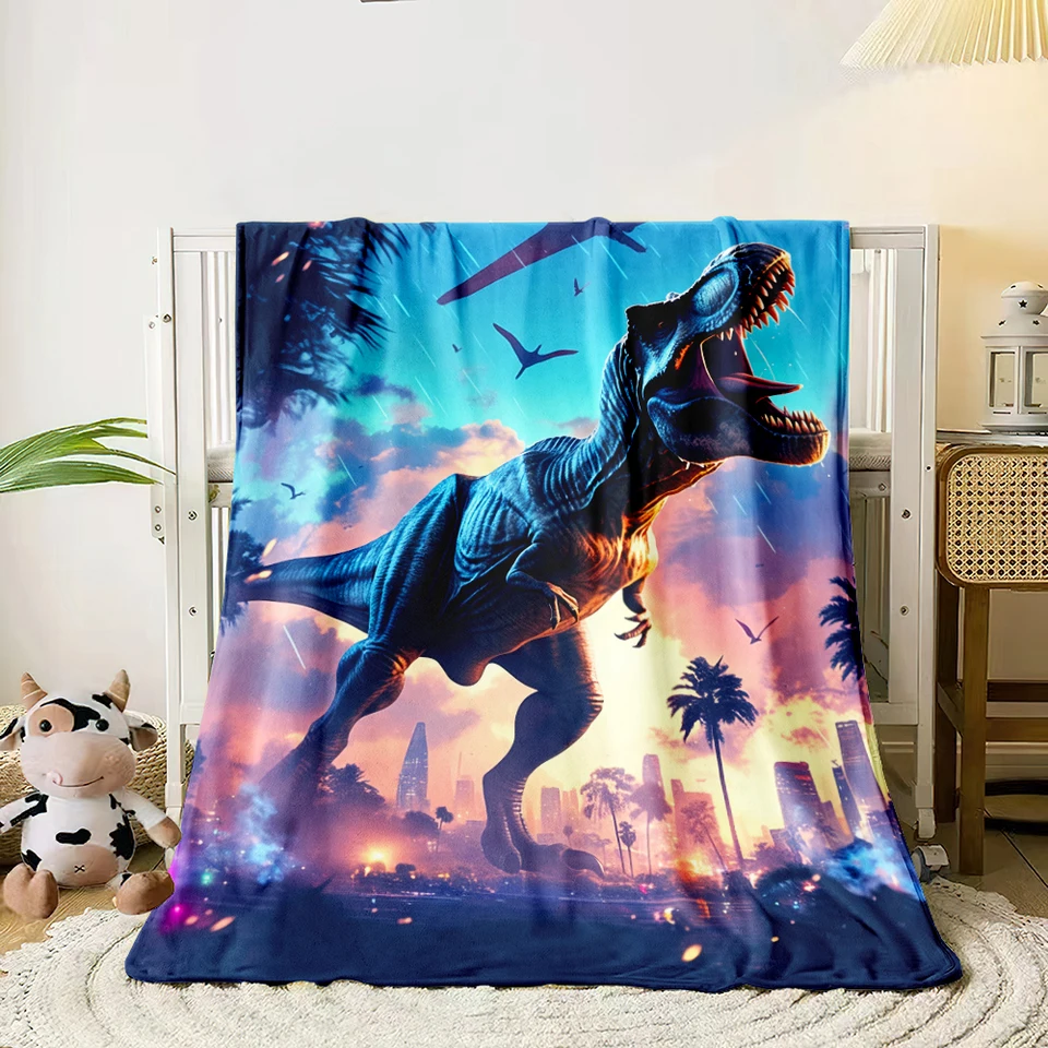 Miniso Jurassic Park Vytlačená flanelová prikrývka.sofa, spálňa