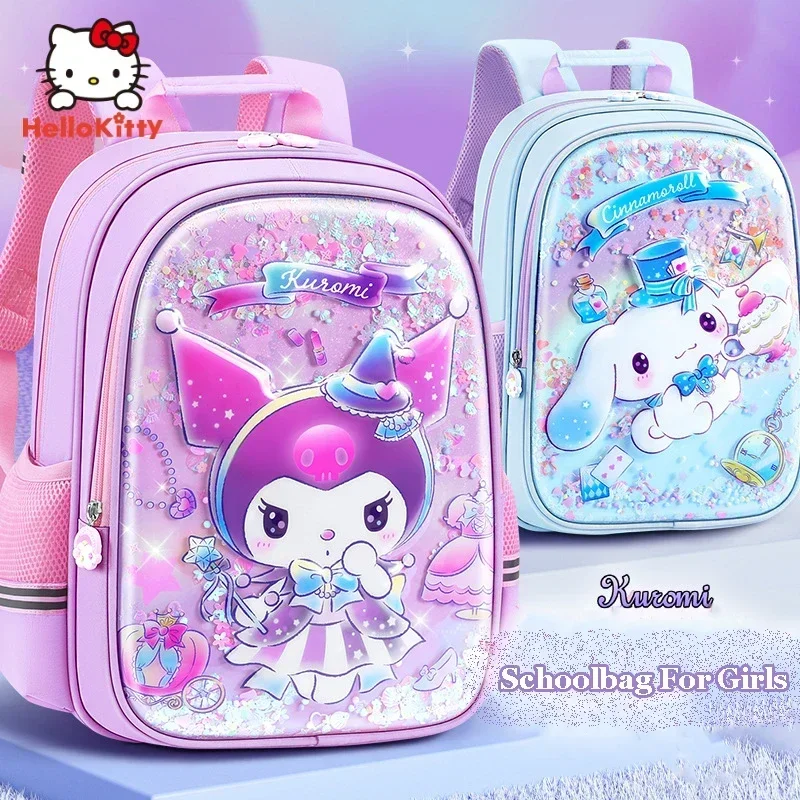 Miniso Kuromi Cinnamoroll Girls Cartoon Schoolback Primárny študent stupeň 1-4 batoh škola školáčka Spustenie Školská taška Škola darček pre žiak