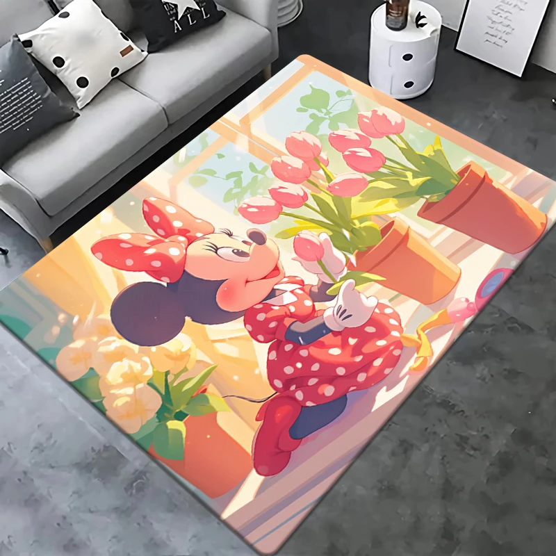 Miniso Minnie Mouse Cartoon HD Tlač koberca, Vstupné dvere spálne v obývacej izbe, pohovka, koberec pre domácu dekoráciu, kemping, piknikový koberec
