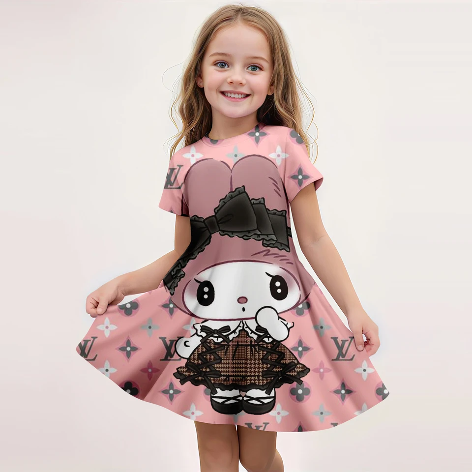Miniso móda nové letné dievčatá šaty 3D tlačené trendy kuromi melody karikatúra dievčenské oblečenie detského oblečenia chlapcov