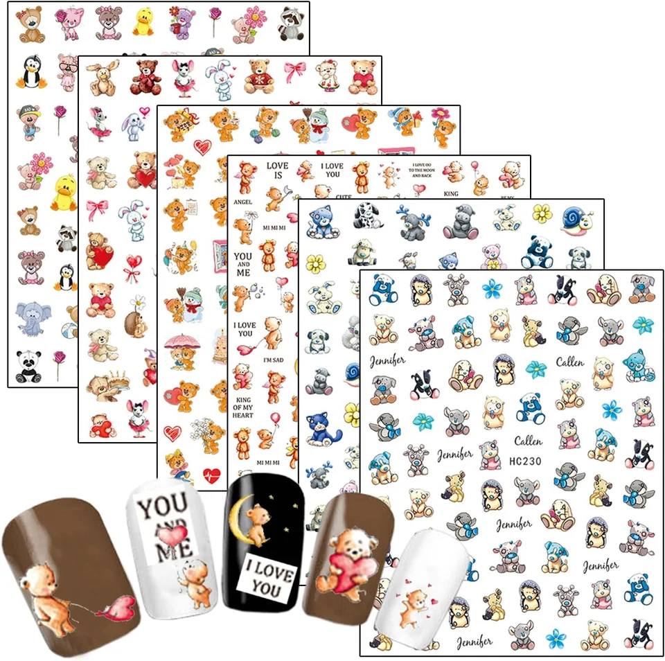 Miniso New Disney Cartoon Bear Nail Art Sticker Anime Mickey Minnie Stickers for Nails Nail Art Decoration Lilo & Stitch Sticker