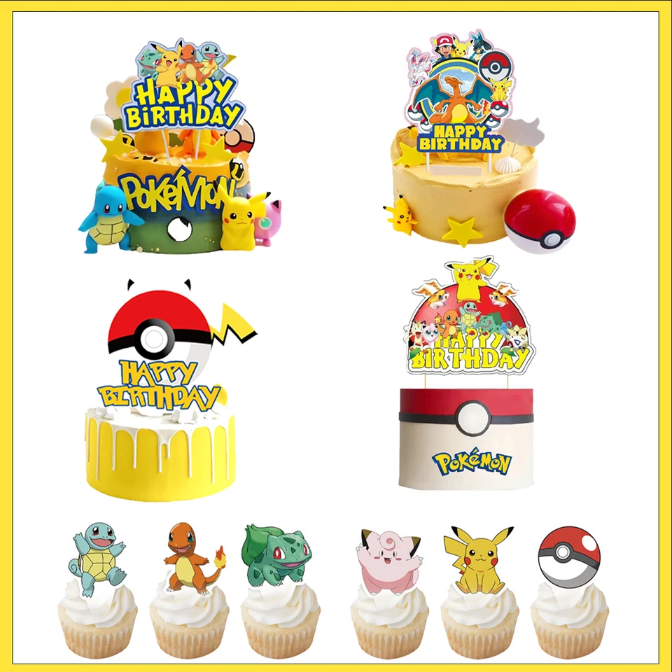 Miniso pikachu všetko najlepšie k narodeninám akrylový koláč topper párty dekorácie dekorácie koláč Vlajka bábätko pečenie domácich majstrov
