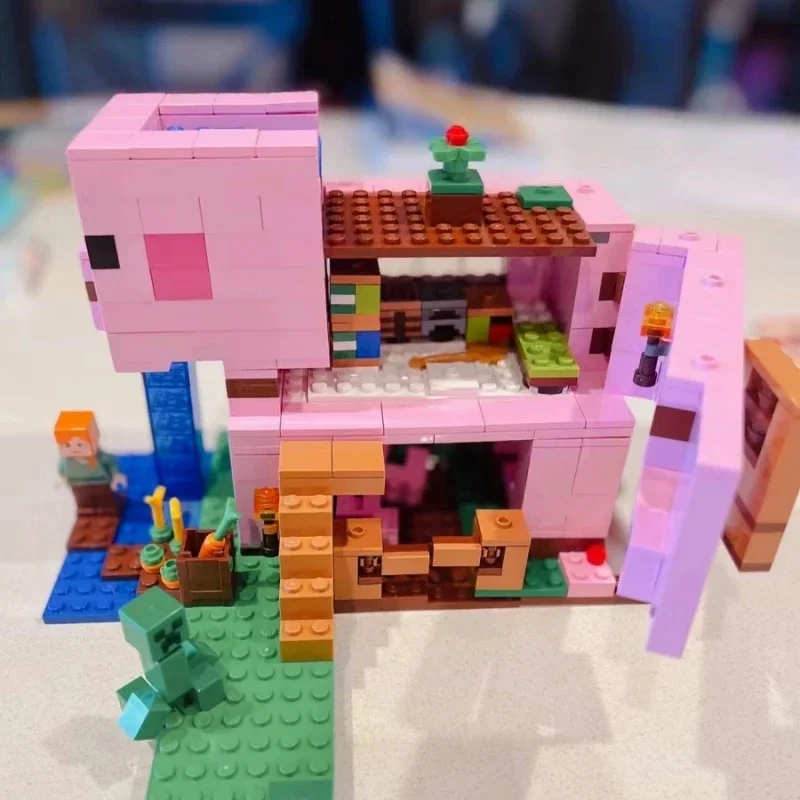 Miniso Pink Pig House Building Blocks Model Model Fit21170 Hračky pre deti narodeniny vianočné darčeky
