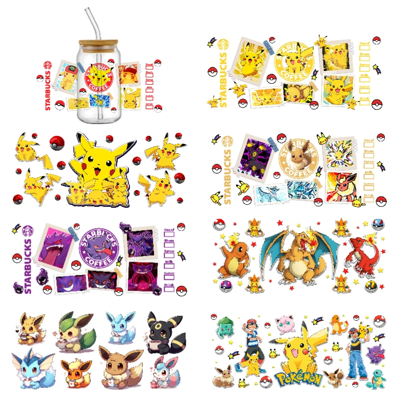 Miniso Pokemon Cartoon Series 3D nálepky UV DTF zábaly ľahko naneste na nálepky s vysokým lepidlom pre okuliare prenos štítkov