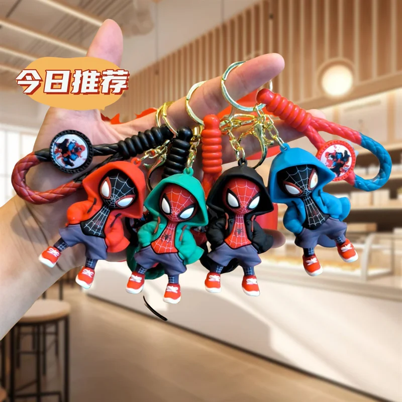 Miniso roztomilý americký karikatúra anime postava Spider Keychain Car Key Kľúčový pár batoh pre prívesok na párty dekorácie Darček pre deti