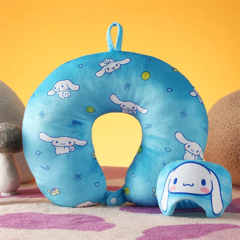 Miniso S Anrio Zaujímavé dobrodružstvo cestovanie N Eck vankúš so spánkovou maskou Cinnamoroll Kuromi pre spanie, lietadlá, domáca kancelária