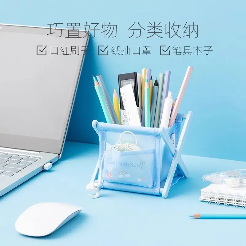 Miniso San Liou Series Skladacie pero držiak pera Cinnamoroll Melody Desktop Mini Cute Storage Dormitors Pen Case Storage Basket