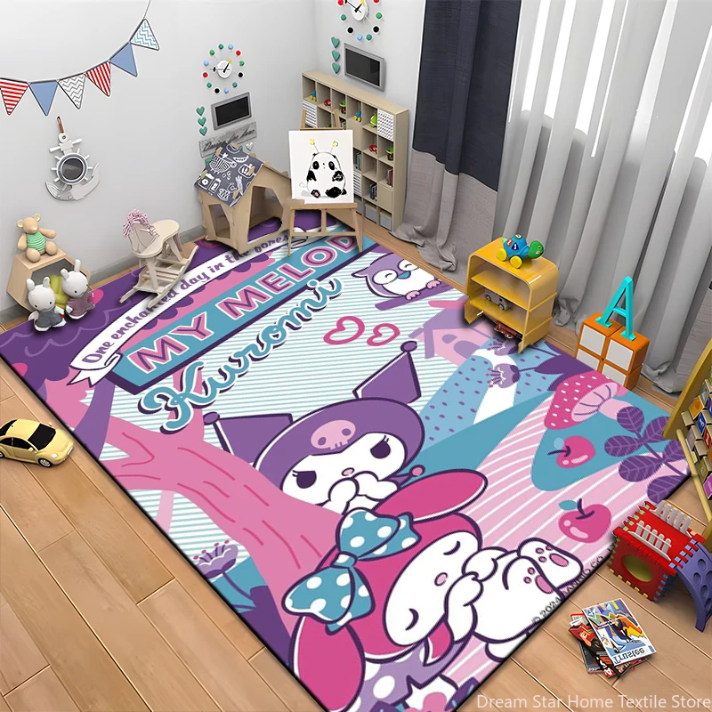Miniso Sanrio Cartoon Kuromi 3D tlačové koberce Koberce pre obývaciu izbu spál
