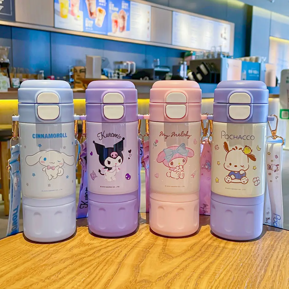 Miniso Sanrio Dvojité pitie úst izolovaných šálka Kuromi prenosný remienok Dôkaz s veľkou kapacitou fľaša na vodu