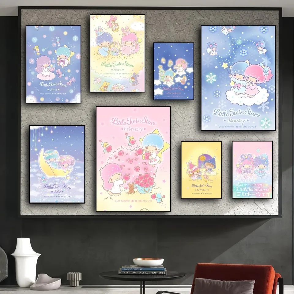 Miniso Sanrio Little Twin Stars Plagát výtlačky nástenné obrázky obývacia izba domáca dekorácia