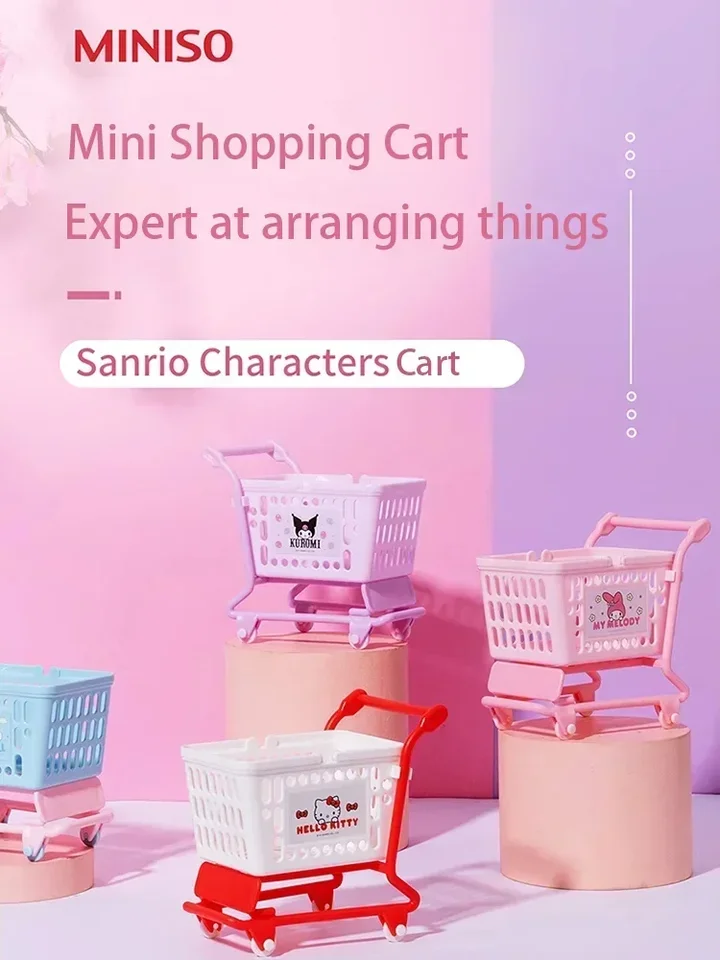 Miniso Sanrio Trolley Desktop Storage Box Ofry Storage Basket Karika