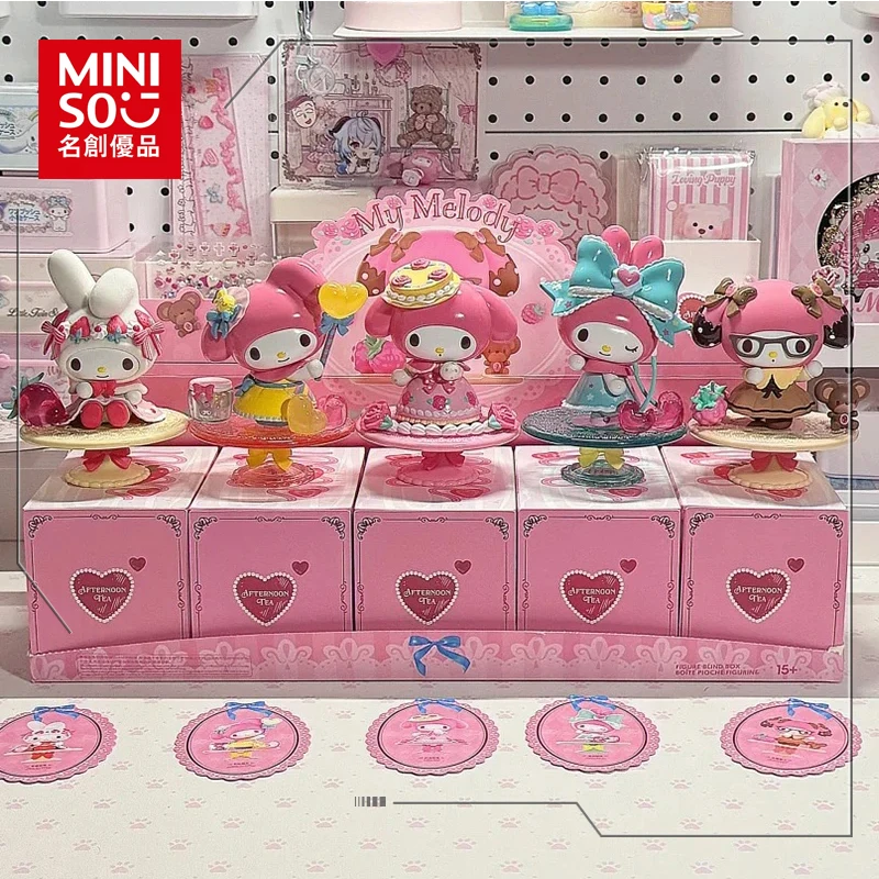 Miniso Sanrioe My Melody Popoludňajší čaj Series slepý box slepá krabica Krásne sladké anime figúrka prekvapenie krabica karikatúra modely bábika figurína gif gif