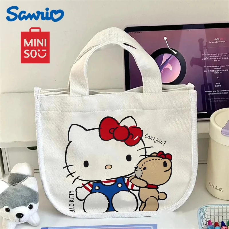 Miniso Senrio Hello Kitty kabelka roztomilé veľké kapacity univerzita Študent Canvas Bag Women Cartoon tlač kawaii tote tašky