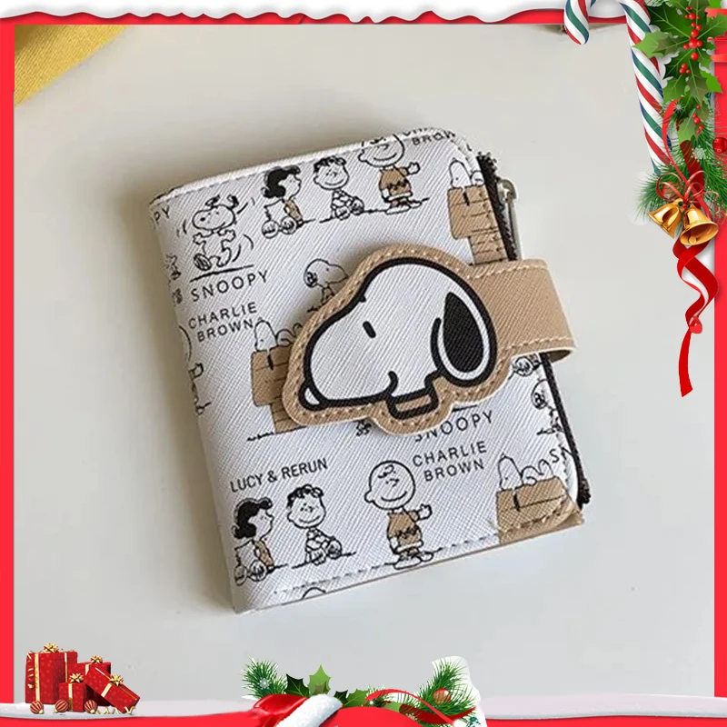 Miniso snoopy peňaženka Anime cartoon krátka minca kabelka ins zips študent Ženy Men držiaky ID držiaky viacerých slotových tašiek k narodeninám darčeky