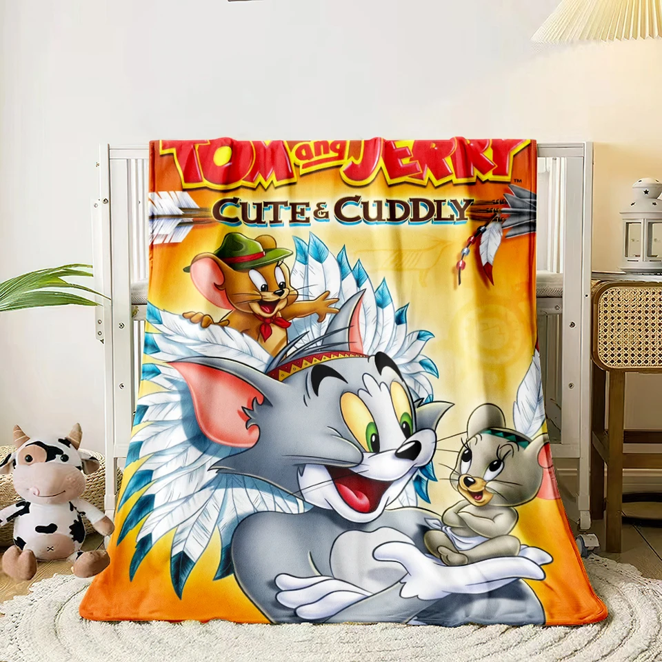 Miniso Tom a Jerry vytlačené flanelové prikrývky.Sofa, spálňa.