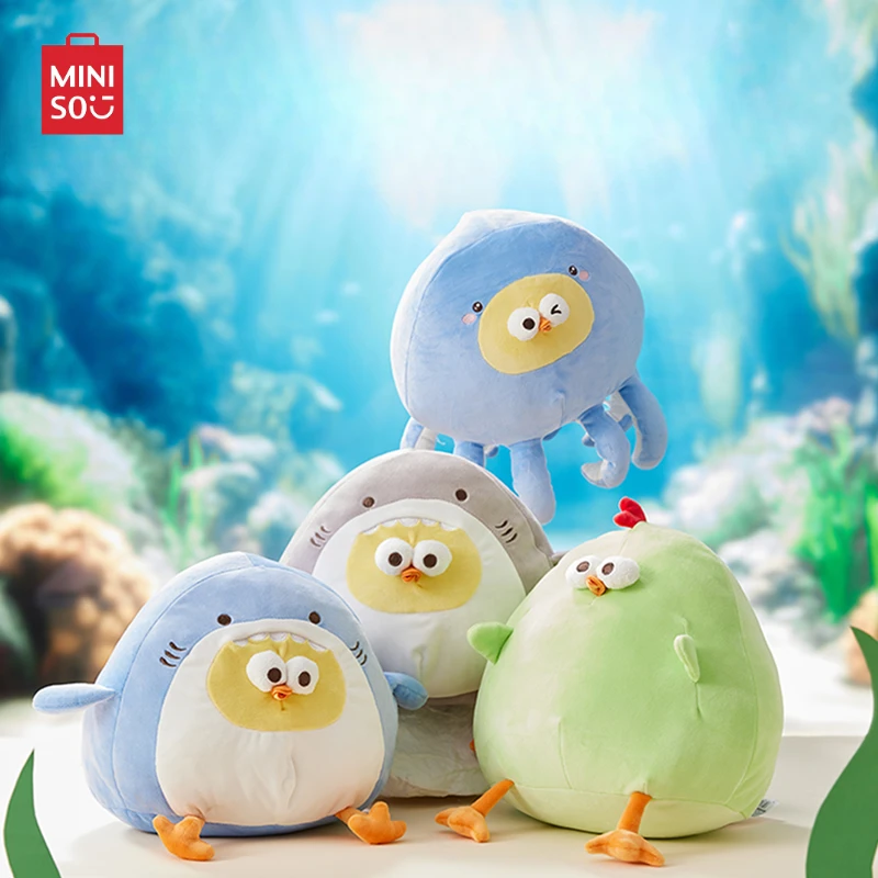 Miniso Vitality Ocean Series Dun Dun Dun Kuracie plyšové bábiky Roztomilé č. 12 Soft Turtle vankúš Ornament Detská hračka vianočný darček