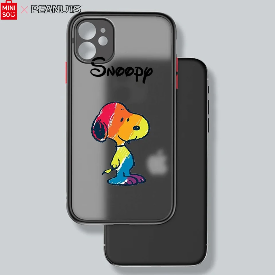 Miniso x arašidy snoopy puzdro na telefón pre iPhone 16 15 14 13 12 11 pro max mini xs x xr plus pokrývka mäkkých anjelov
