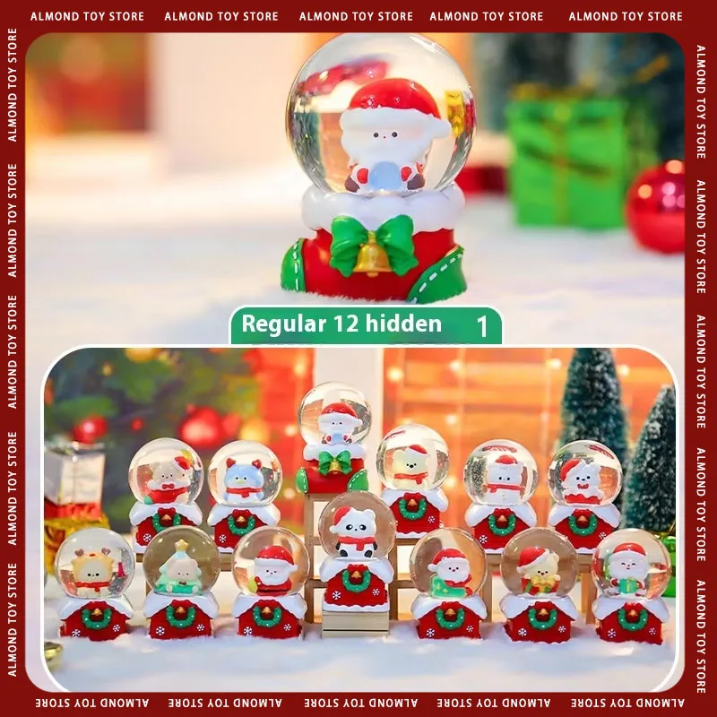 Miniso záhadná škatuľka Kreatívne roztomilé vianočné večierky Mini PVC Crystal Ball Blind Box Shining Decoration vianočné darčeky