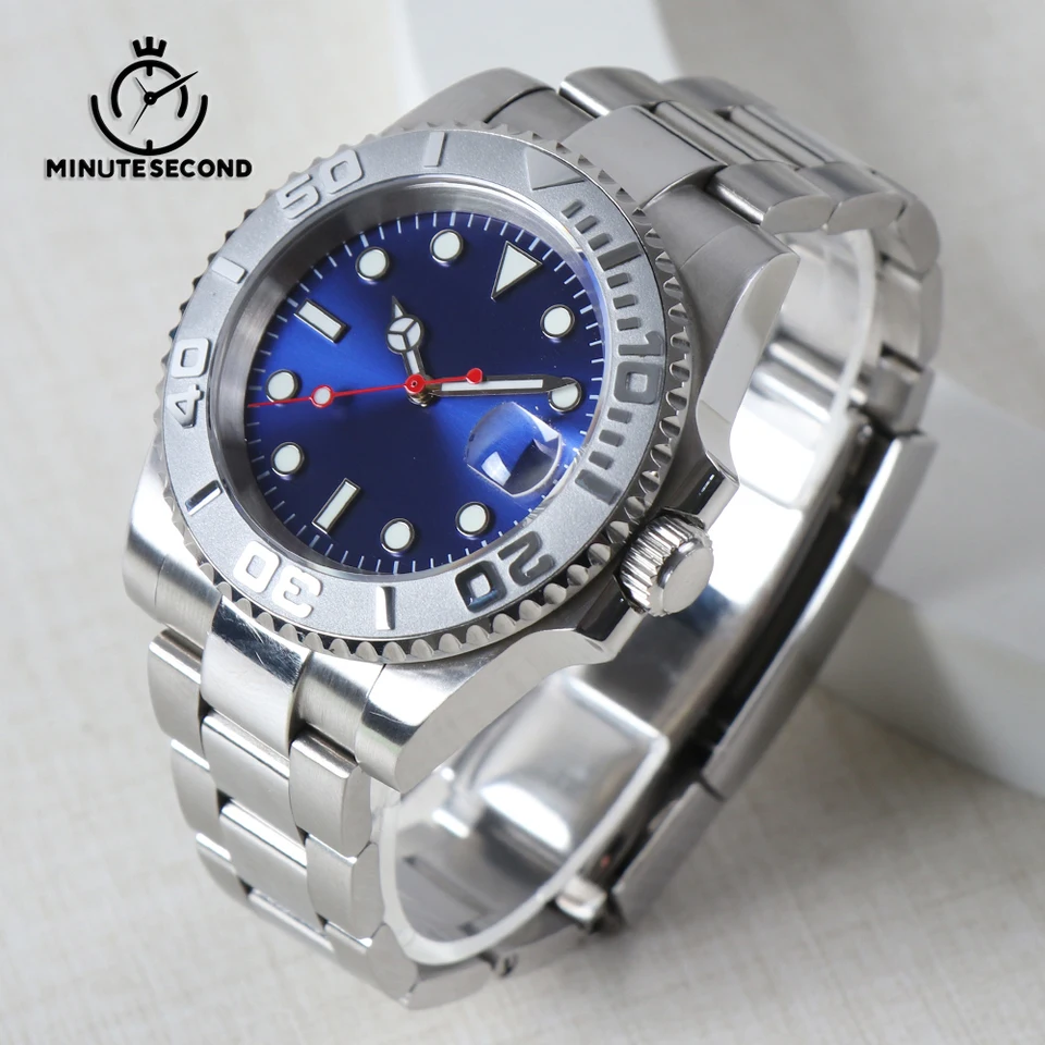 Ministerstvá NH35 Yacht Watch Blue Dial Watch Sapphire Crystal Automatický pohyb keramický rámec oceľ NH35A 40 mm pánske hodinky