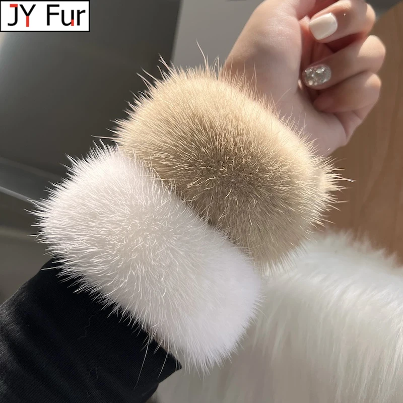 Mink Fur Cuff Cuff Armer Lady náramok skutočný kožušinový náramok Ruka
