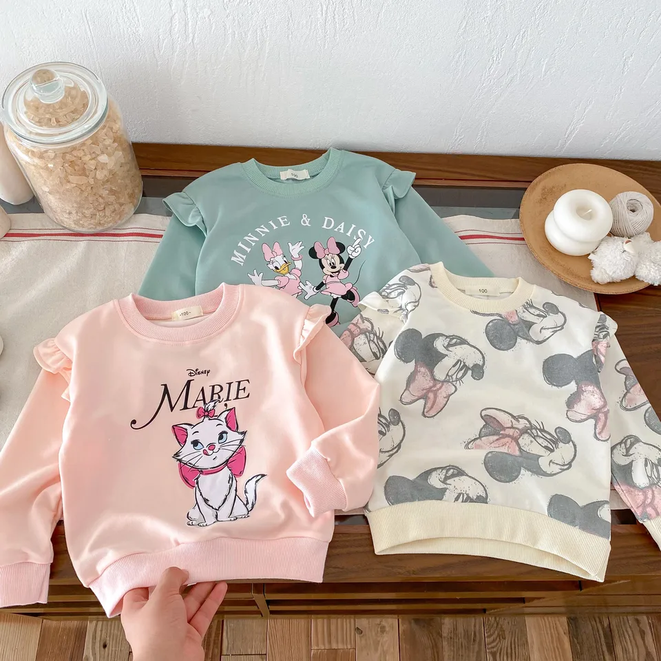 Minnie Mouse Print Autumn Tops Tops Tops Dievčatá mikina voľný módny mikina Crewneck Pullover Sweater tenké oblečenie