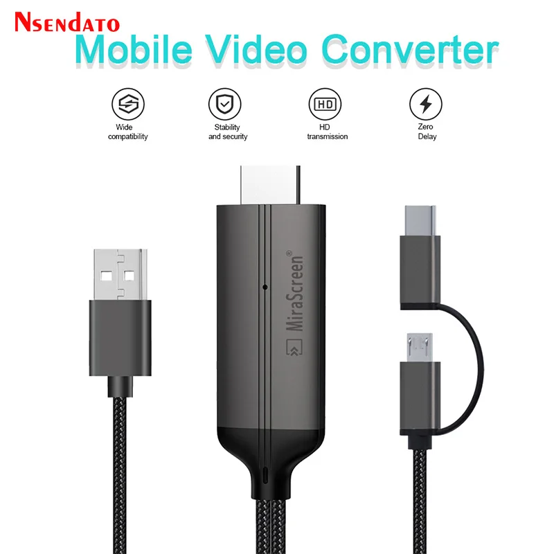 Mirasceen LD36 drôt HD Streaming Display TV Stick Dongle USB Typ C káblová zástrčka Play Zrkadlenie obrazovky pre Andriod HDTV