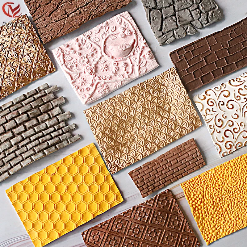 Mirosie DIY Silikónová pleseň Rhombus Honeycomb Sukňa sukňa rýb Stupeň kameň totem hra Fondant Cake Dekorácie textúra Doplnky na pečenie