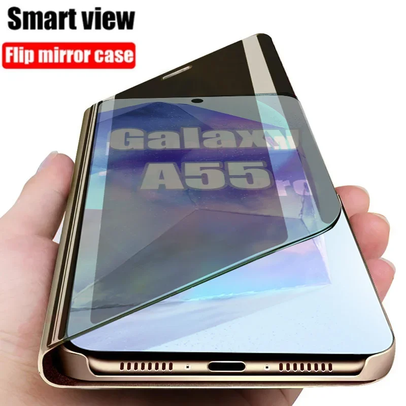 Mirror Flip Purč pre Samsung Galaxy A55 5G A34 A14 A54 A52S A53 A35 A25 A15 A12 A51 A72 A32 A32 A71 A42 A50 A50 A21 A21 A13 A70 A22 4G Cover Cover