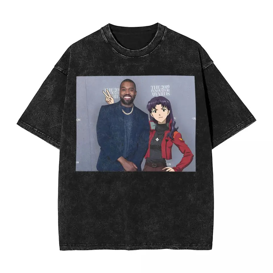 Misato a Kanye West T košeľa hip hopové hopy z bavlny Tričt