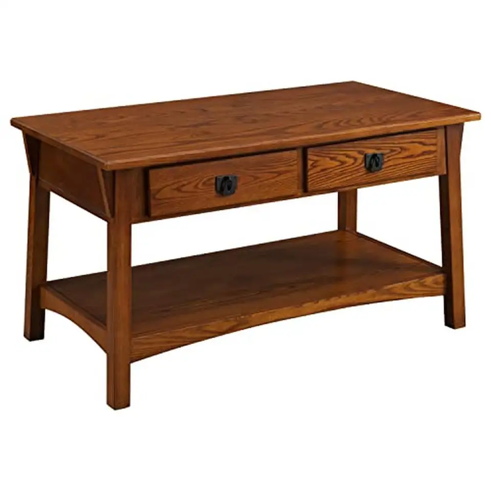 Misia Solid Wood Konferenčný stolík so zásuvkami a polica Russet Finish Authentic Design Obývacia izba robustná konštrukcia všestranná