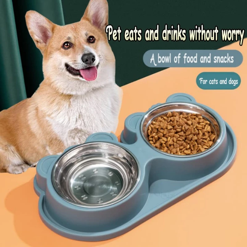 Miska z nehrdzavejúcej ocele Double Pet Cat Food misky sada proti bubnovej stravovacia misa Pitie podnosy pre malé stredne veľké psy