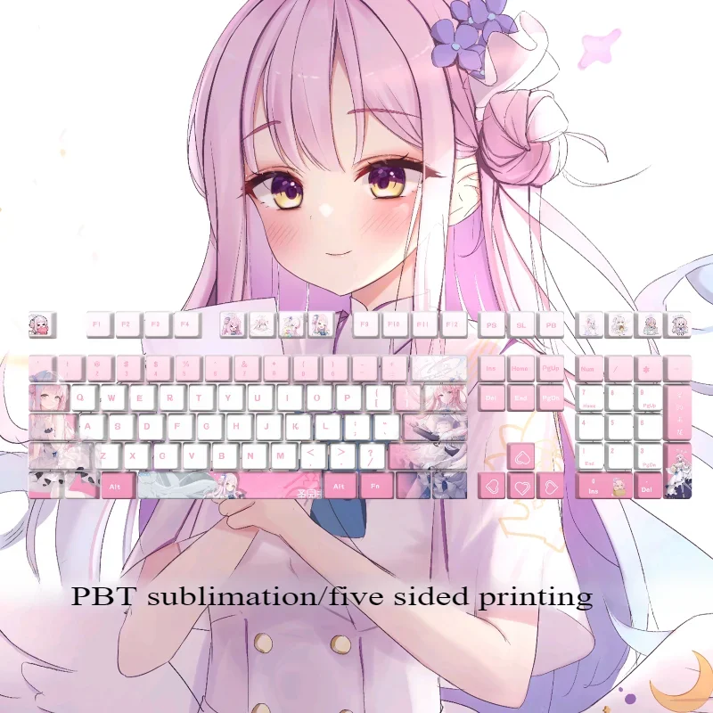 Misono Mika Téma Keycaps Set PBT Sublimácia 108 Klávesový profil kľúča Čerešňový profil pre mechanickú klávesnicu roztomilý vlastný herný kľúče čiapky