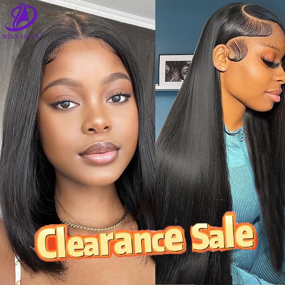 Missdona Clearence Sale Bob Straight 13*4 Lace predné parochne 180 Brazílsky remy ľudské vlasové parochne pre čierne ženy