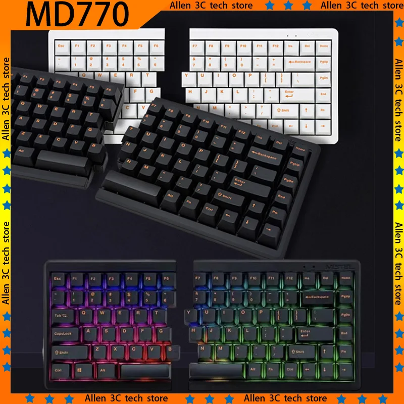 Mistel MD770 Mechanická klávesnica Split Keyboard 2Mode Bluetooth káblový prepínač Cherry RGB Vlastná makro kancelária PC Hering Klávesnica