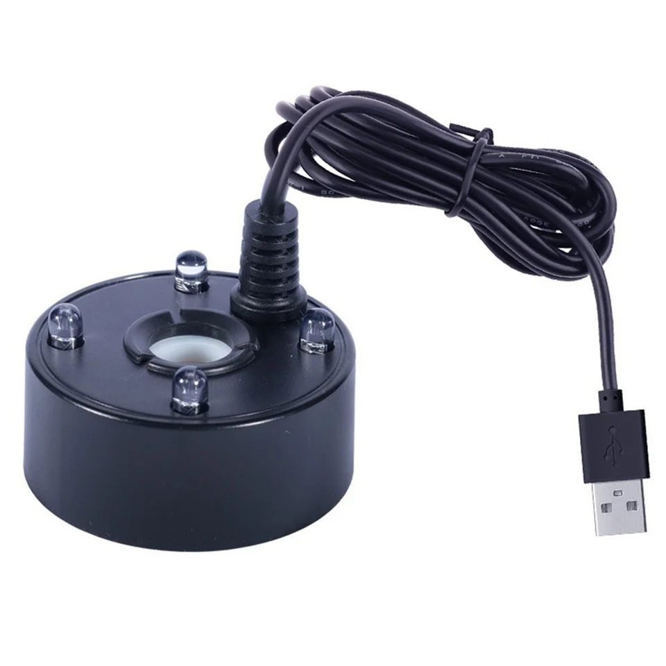 Mistrák, USB port 4 farebné LED svetlá Mini Pán hmlové stroj, krytie vodnej fonény v interiéri, vodná vodná fogger, čierna
