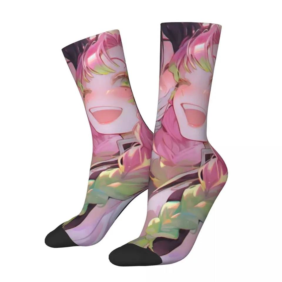 Mitsuri Kanroji a Iguro Obanai ponožky Harajuku absorbujúce pančuchy absorbujúce celú sezónu Dlhé ponožky Príslušenstvo pre unisex