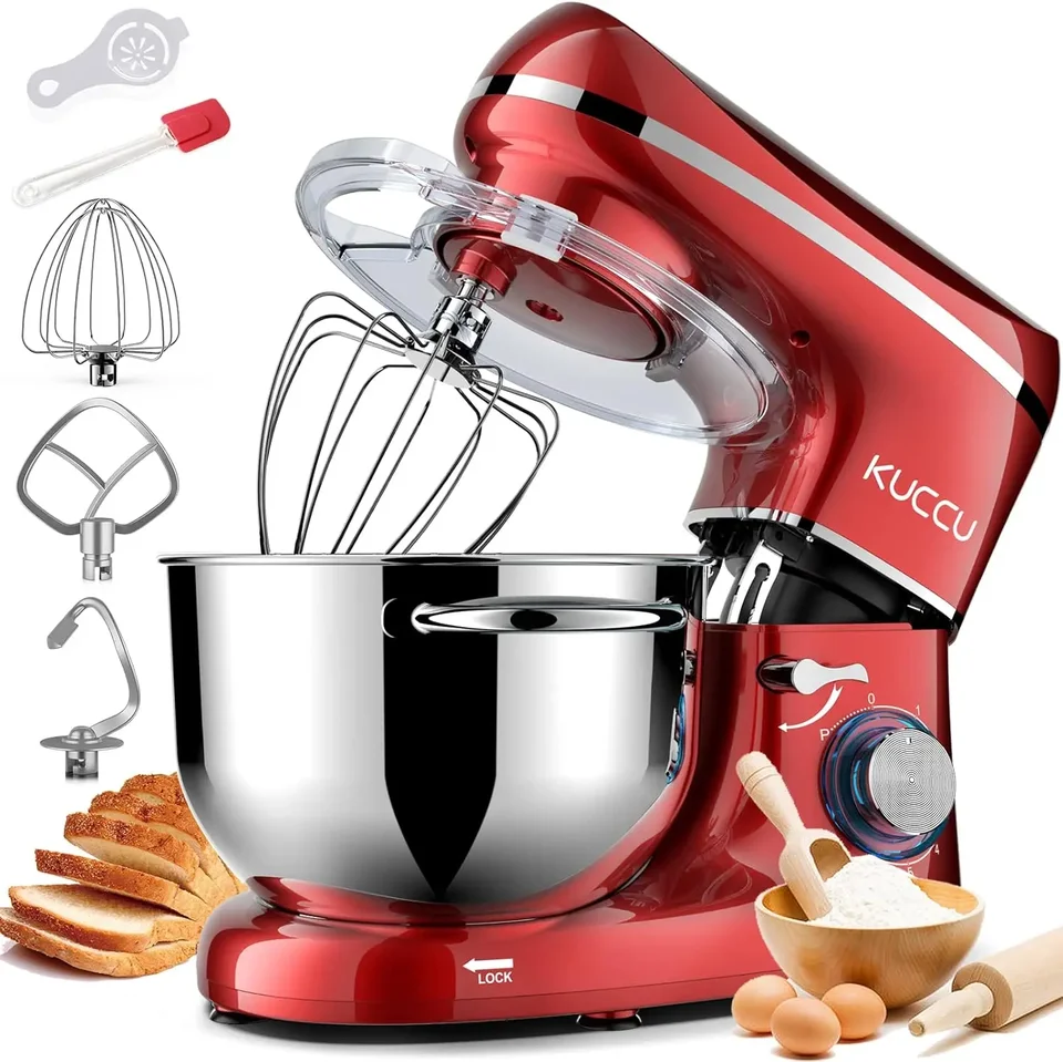Mixér potravín, 6,5 QT 660W, 6-stupňová hlava sklonu, kuchynský elektrický mixér s miskou z nehrdzavejúcej ocele, háčik na cesto, šľahač, šľahač, napr.
