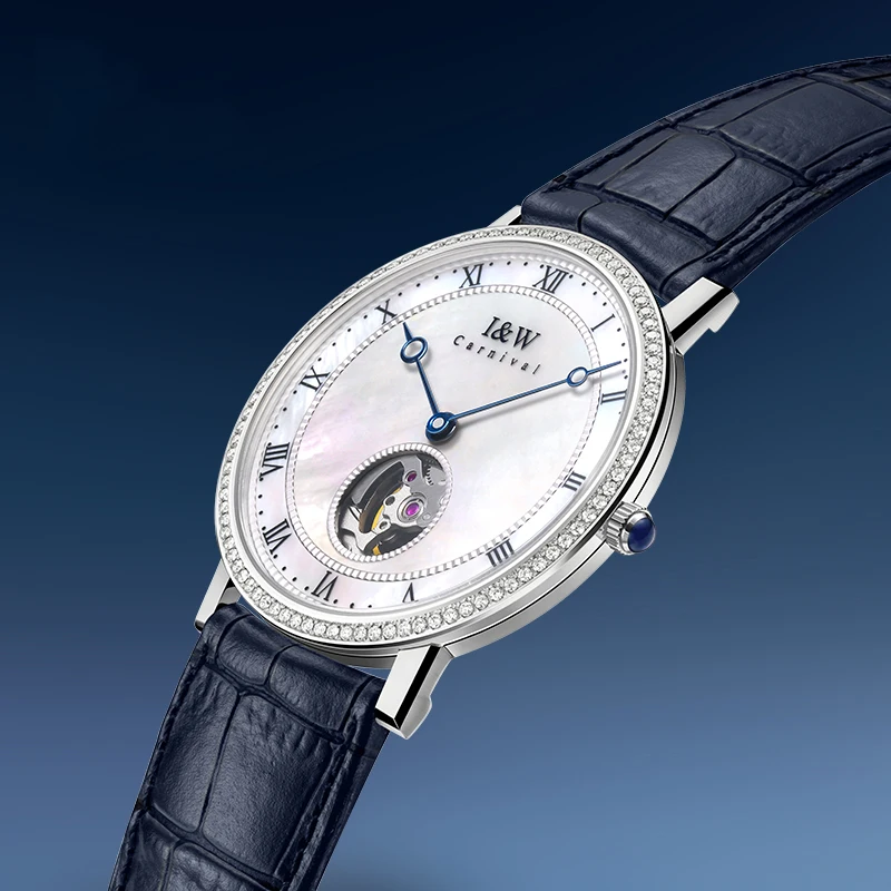 Miyota 9029 Men Mechanické náramkové hodinky Luxusná značka I & W Ultrathin Tourbillon Automatické hodinky Men Sapphire Leather Montre Homme